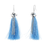 Catherine Malandrino Rhinestone Long Fringe Dangling Earrings (Multiple Color Options)