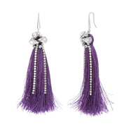 Catherine Malandrino Rhinestone Long Fringe Dangling Earrings (Multiple Color Options)