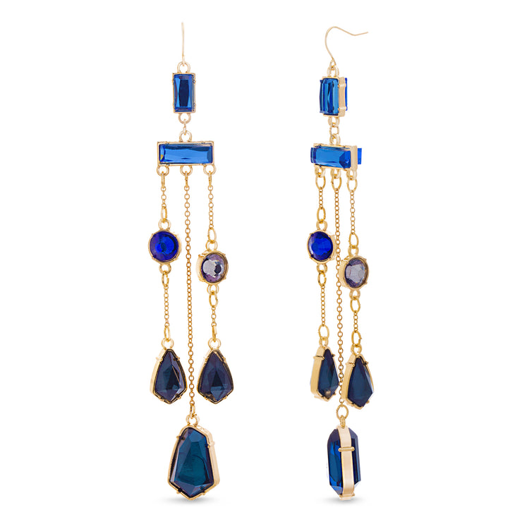 Catherine Malandrino Multi-Colored Yellow Gold-Tone Chandelier Earrings (Multiple Color Available)