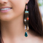 Catherine Malandrino Multi-Colored Yellow Gold-Tone Chandelier Earrings (Multiple Color Available)