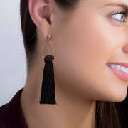 Catherine Malandrino Beaded Dangling Fringe Yellow Gold-Tone Tassel Earrings (Multiple Colors Available)