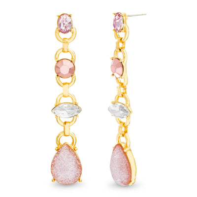Catherine Malandrino Multi-Drop Link Yellow Gold -Tone Dangle Hoop Earring