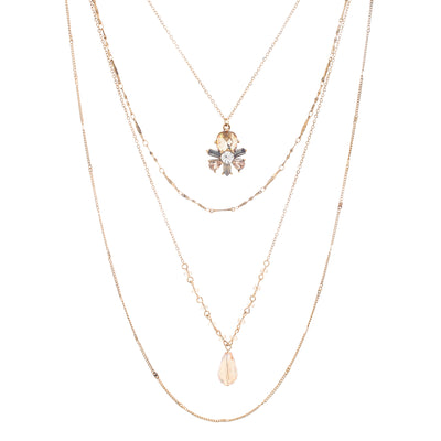 Catherine Malandrino Multi-Colored Bead Layered Curb Link Necklace