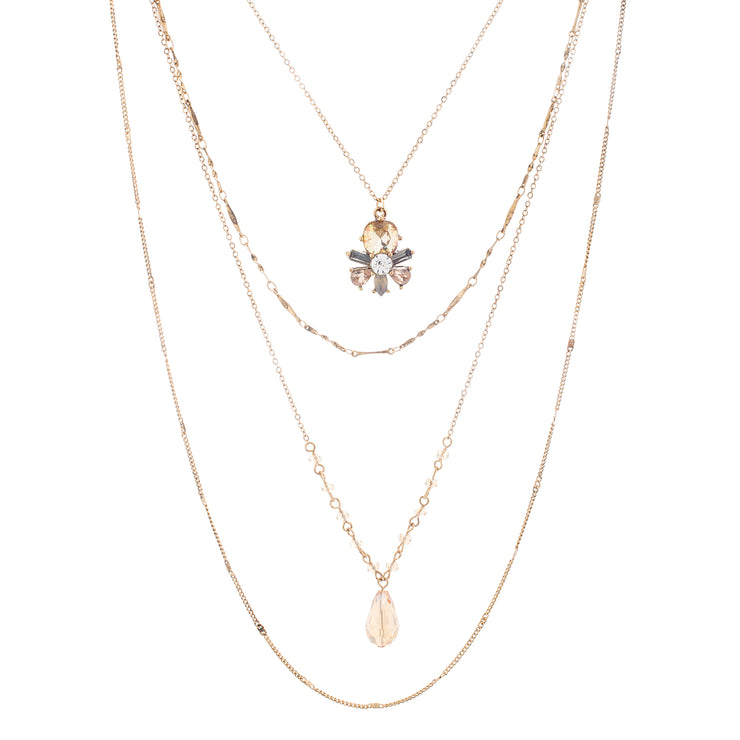 Catherine Malandrino Multi-Colored Bead Layered Curb Link Necklace