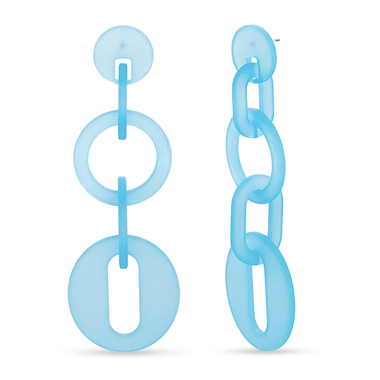 Kensie Light Blue Acrylic Long Link Chain Dangling Earrings