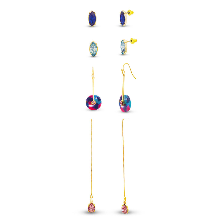 Kensie Multi Color Rhinestone Drop Dangle Threader Earrings