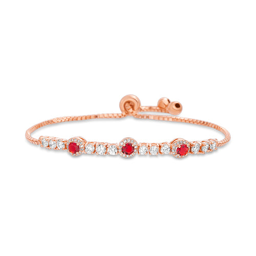 Lab Created Opal, Simulated Ruby or Blue Sapphire and CZ Tennis Bracelet in Plated Sterling Silver