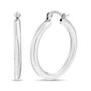 High Polished 30mm Sterling Silver Hoop Earrings