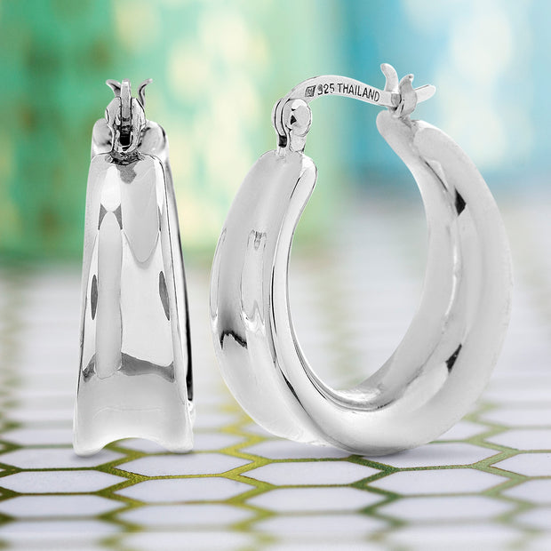 Light Weight Hoop Earrings in Sterling Silver