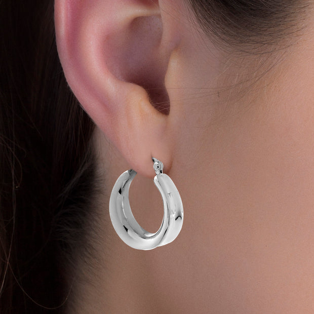 Light Weight Hoop Earrings in Sterling Silver