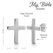 Sterling Silver Cross Stud Earrings