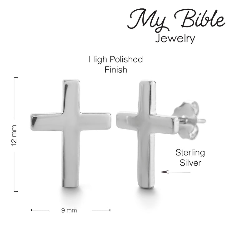 Sterling Silver Cross Stud Earrings