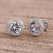 Guiliana New York Round Simulated Diamond Halo Post Earrings in Rhodium Plated Sterling Silver
