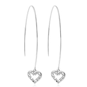 Cubic Zirconia Long Threader Earrings in Sterling Silver