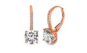 Cubic Zirconia Leverback Earring in Rhodium or Rose Gold or Yellow Gold Plated Sterling Silver