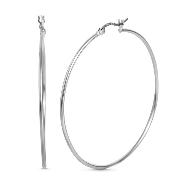 Sterling Silver 52mm Tube Hoop Hoop Earrings