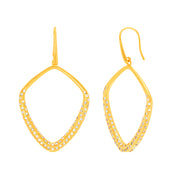 Cubic Zirconia Geometric Drop Earrings with French Wires in Sterling Silver