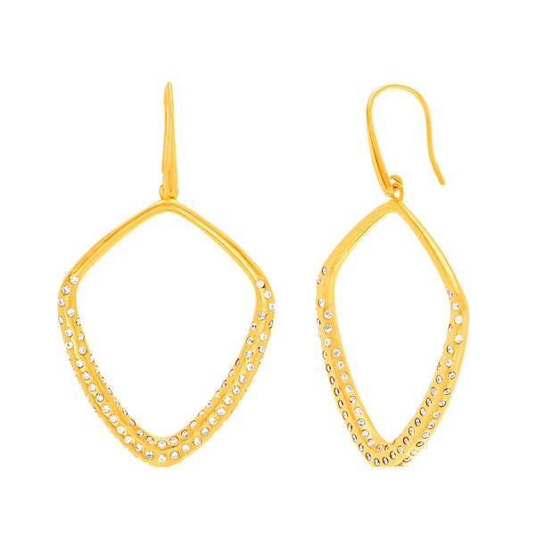 Cubic Zirconia Geometric Drop Earrings with French Wires in Sterling Silver
