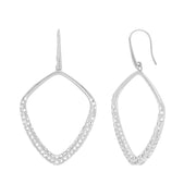 Cubic Zirconia Geometric Drop Earrings with French Wires in Sterling Silver