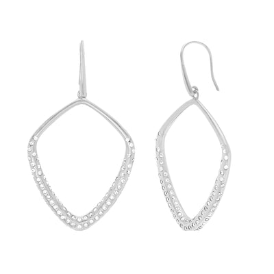 Cubic Zirconia Geometric Drop Earrings with French Wires in Sterling Silver