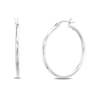 30mm Sterling Silver Hinge Hoop Earrings