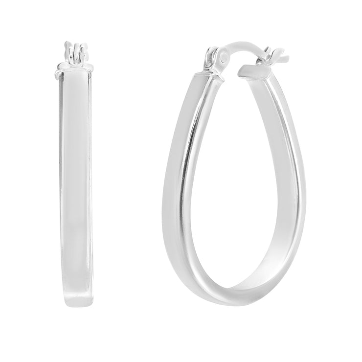 Sterling Silver Oval Hoop Earrings