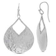 Textured Teardrop Dangling Earrings in Sterling Silver