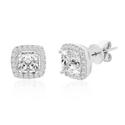 Inspired By You Princess Cut Cubic Zirconia Stud Earrings in Yellow Gold or Rhodium Plated Sterling Silver