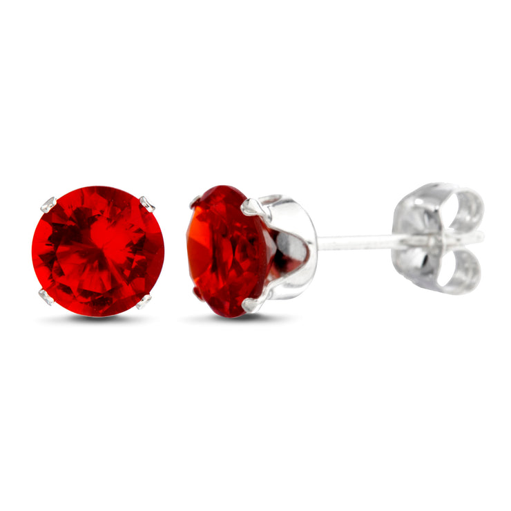 Sterling Silver Simulated Gemstone Stud Earrings