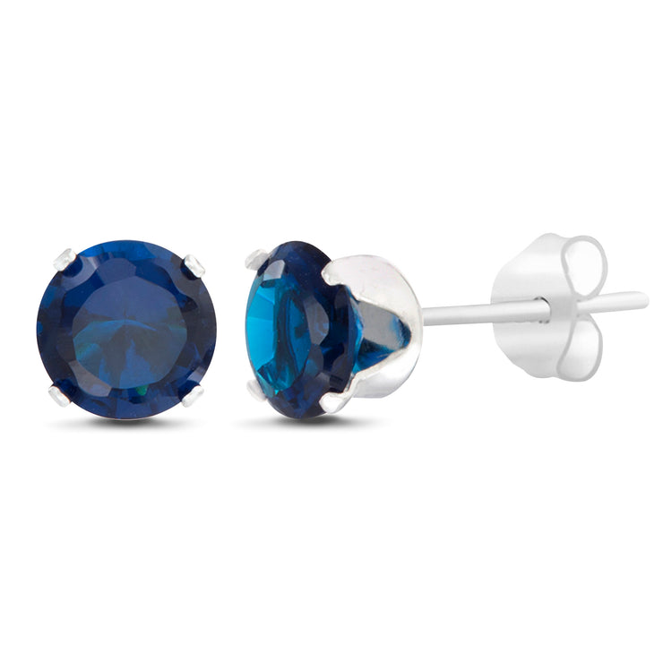 Sterling Silver Simulated Gemstone Stud Earrings