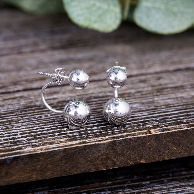 Sterling Silver Front to Back Ball Stud Earrings