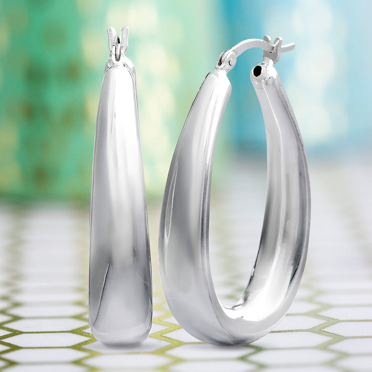 40mm Sterling Silver Oval Hoop Earring