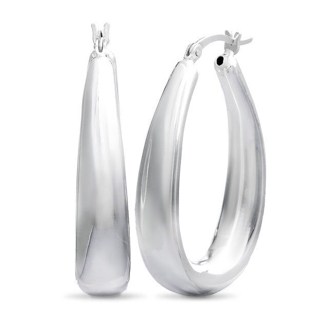 40mm Sterling Silver Oval Hoop Earring