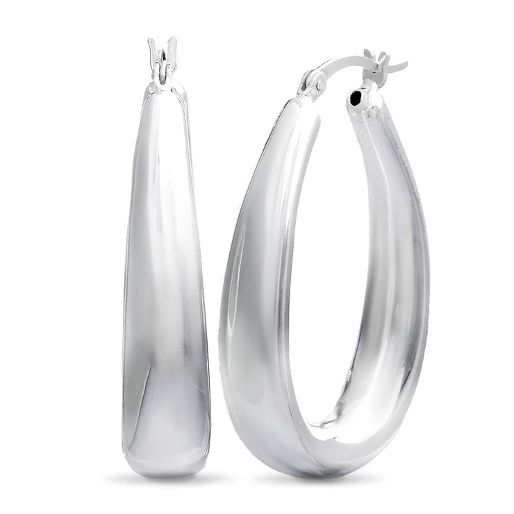 40mm Sterling Silver Oval Hoop Earring