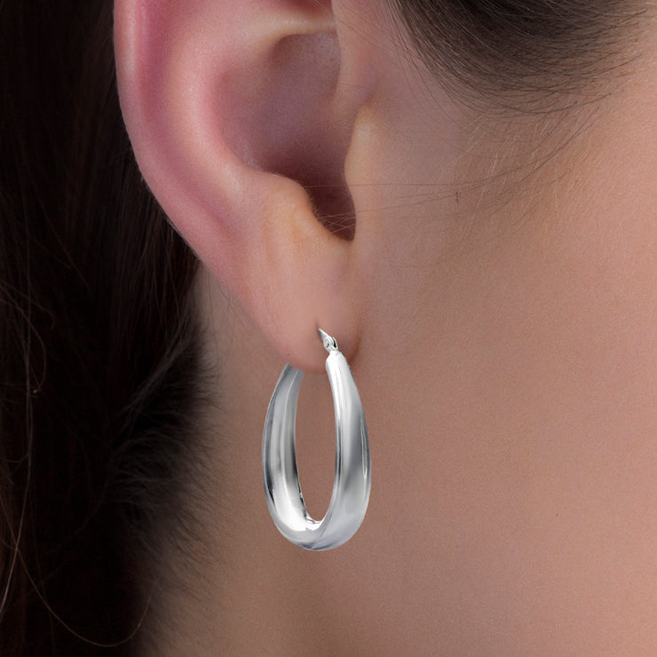 40mm Sterling Silver Oval Hoop Earring