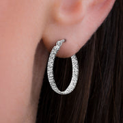 Sterling Silver Textured Hoop Earrings