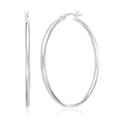 Sterling Silver Hoop Earrings with Snap Top Closure