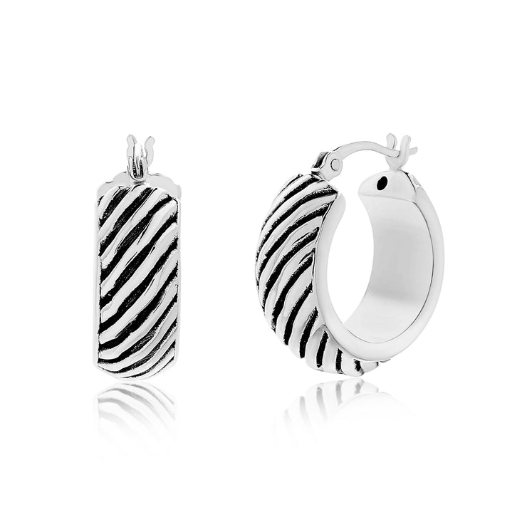 Textured Sterling Silver Hoop Earrings