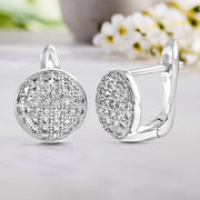 Cubic Zirconia Pave Round Leverback Earrings in Sterling Silver