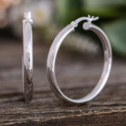 Plain Hoop Earrings in Sterling Silver