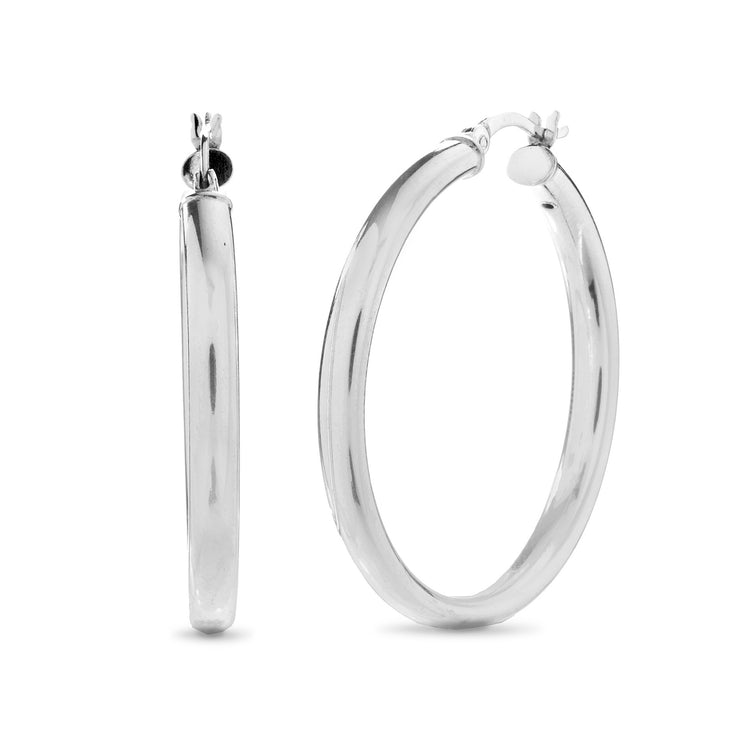 Plain Hoop Earrings in Sterling Silver