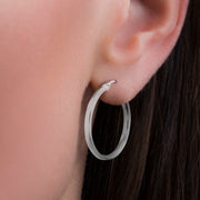 Plain Hoop Earrings in Sterling Silver