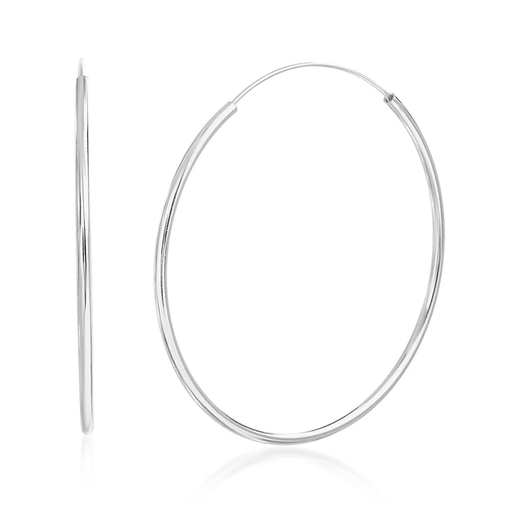 40mm Sterling Silver Thin Endless Hoop Earrings