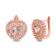 Simulated Morganite and Cubic Zirconia Stud Earring in Rose Gold Plated Silver