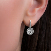 6mm Cubic Zirconia Stud/Halo/Lever Back Trio Earring Set in Rhodium Plated Sterling Silver