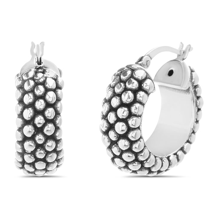 Textured Sterling Silver Hoop Earrings