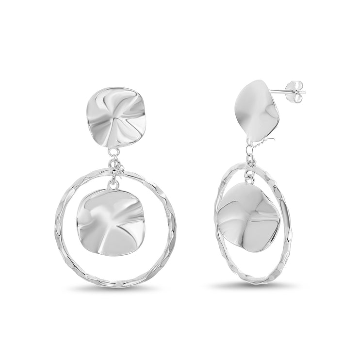 Sterling Silver Circle Drop Earrings