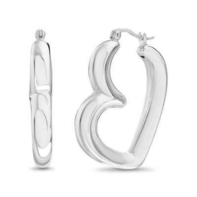 Heart or Circle Shaped Hoop Earrings in E-Coat Plated Sterling Silver
