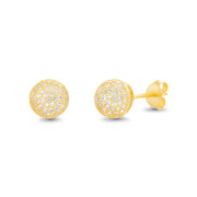 Cubic Zirconia 6mm Pave Ball Stud Earrings in Rhodium Plated Sterling Silver