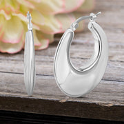 Heart or Circle Shaped Hoop Earrings in E-Coat Plated Sterling Silver
